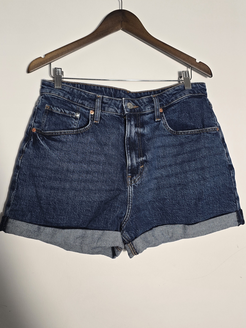 H&M Dark Blue Rolled Hem Denim Shorts